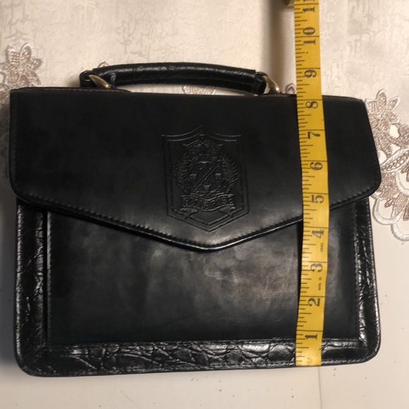 NEW Vintage BELLE-ROSE Top Handle Black Messenger Purse Briefcase Multi pocket - Picture 9 of 16